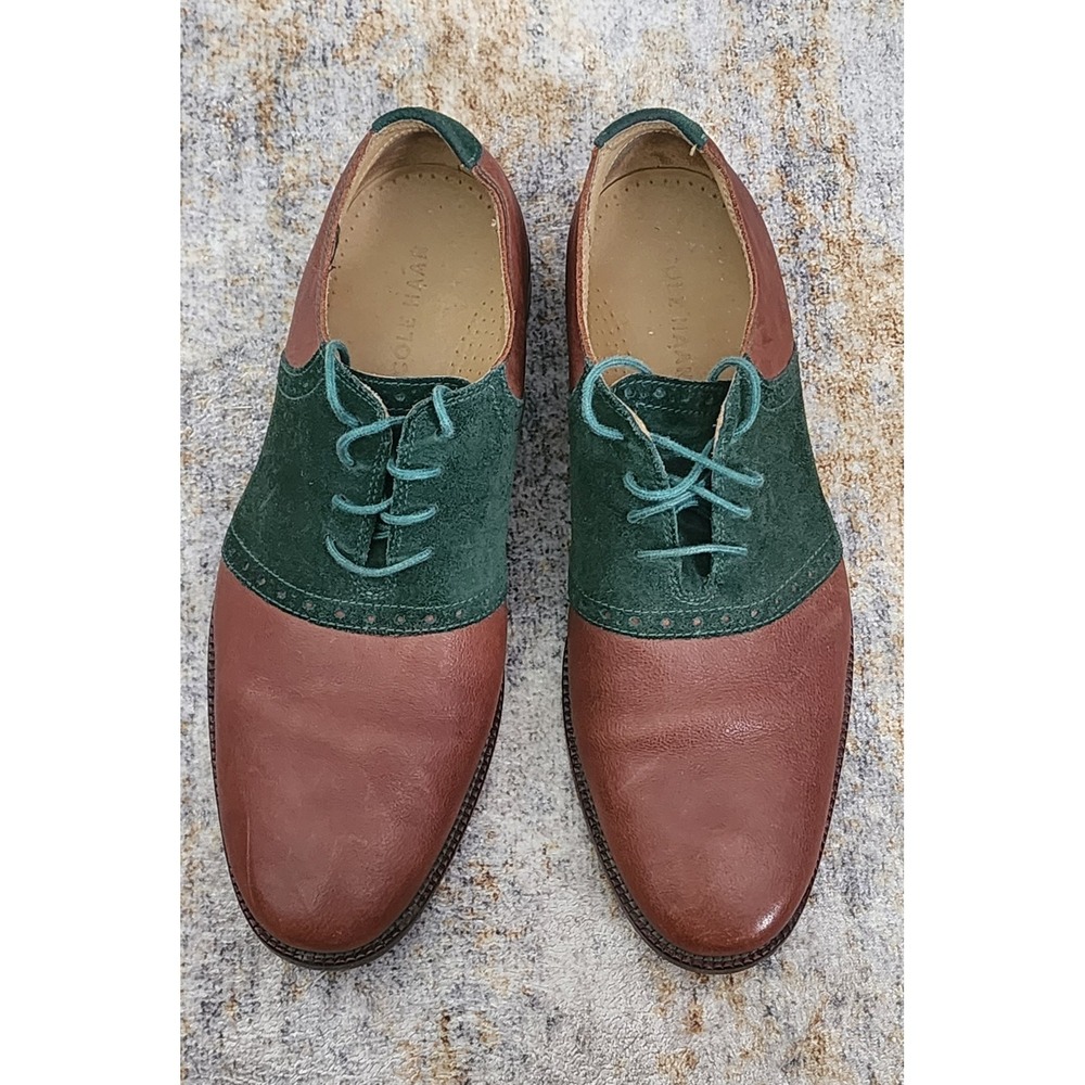 Cole Haan Men's Brown Green Suede  Williams Saddle Oxford II Size 7.5 M C12670